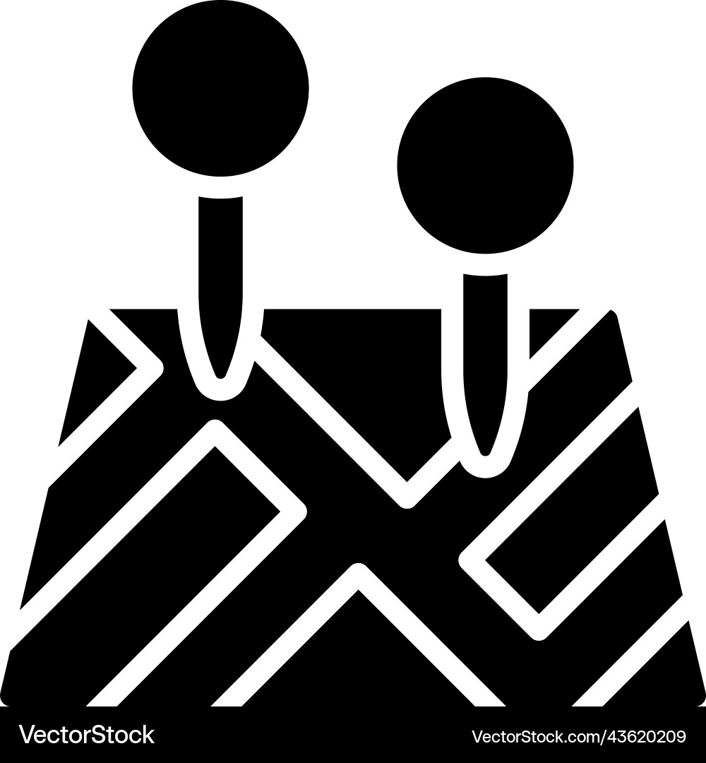 Two pins on map icon location and navigation vector image