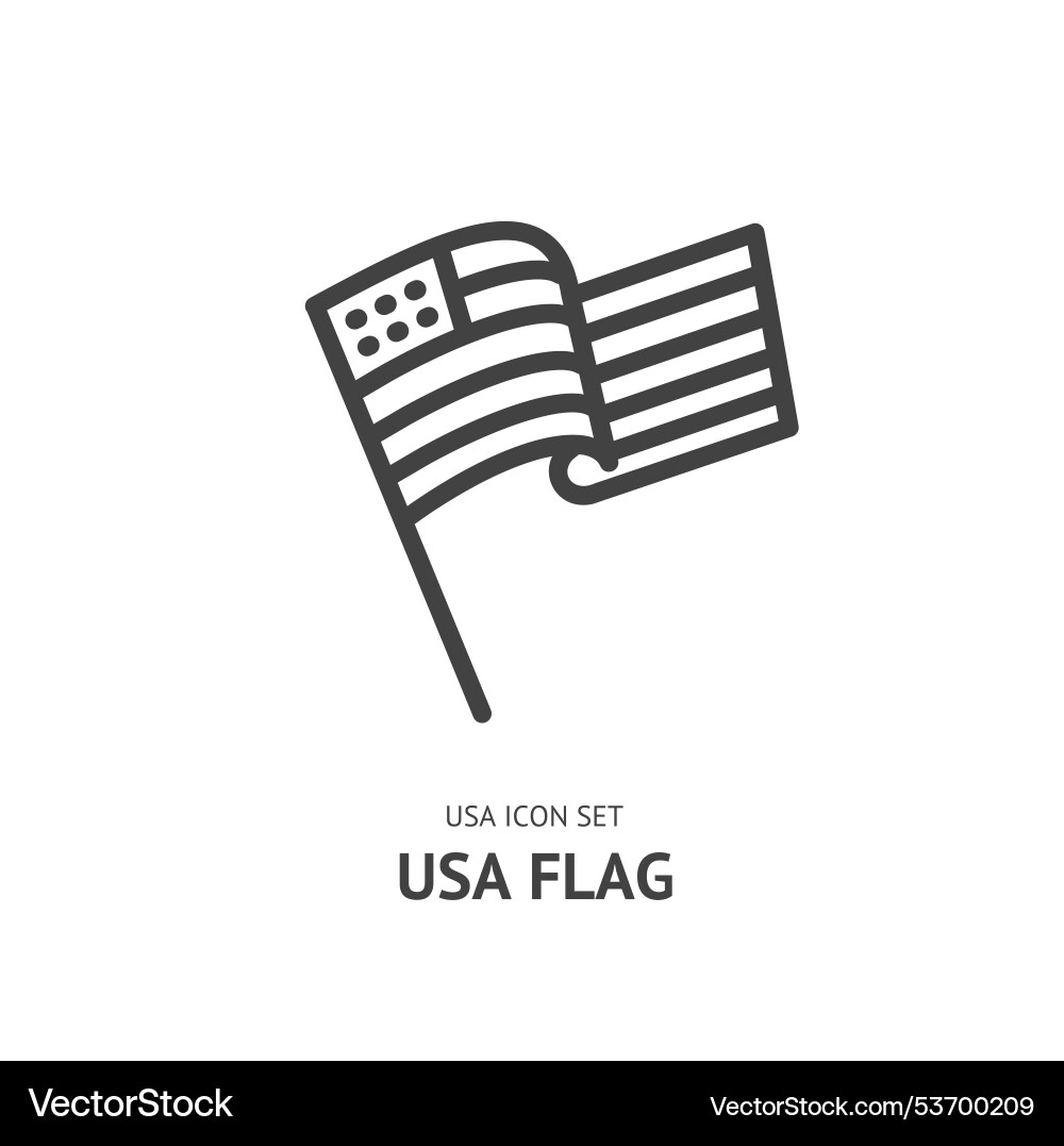 Usa flag on flagpole black thin line icon american Usa flag on flagpole black thin line icon american Vector Image