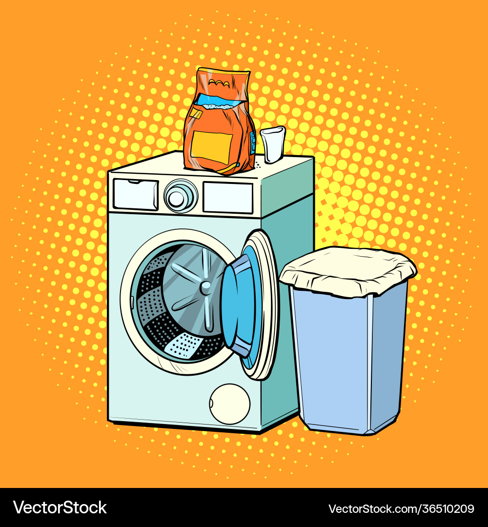 Waschmaschine und Pulver Waschmaschine und Pulver vektorbild