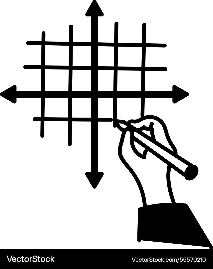 A doodle style icon of plotting point with pencil vector image