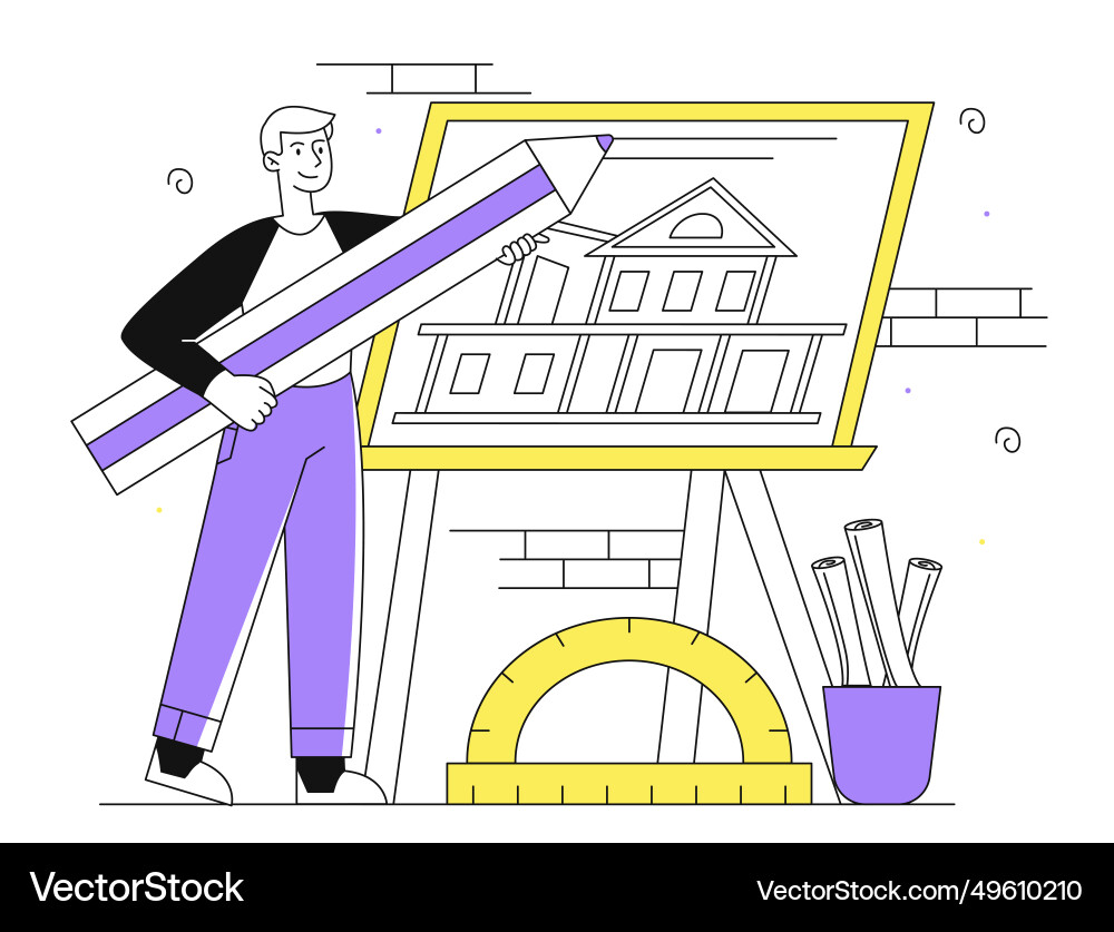 Architect with Blueprint vector image