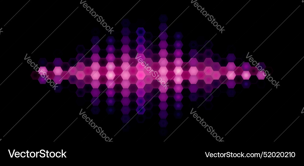Audio or music shiny sound waveform with hexagonal Vector Image