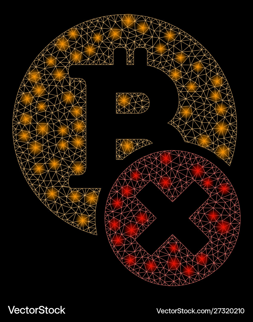 Bright mesh network wrong bitcoin with flare spots Bright mesh network wrong bitcoin with flare spots vector image