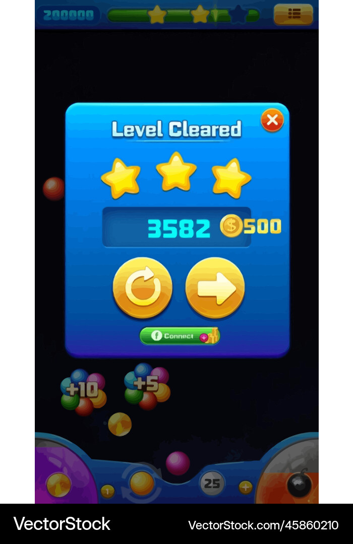 Complete set of level button game ui pop-up icon Vector Image