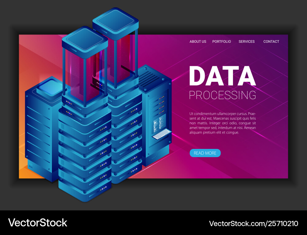 Concept big data processing energy station Concept big data processing energy station vector image