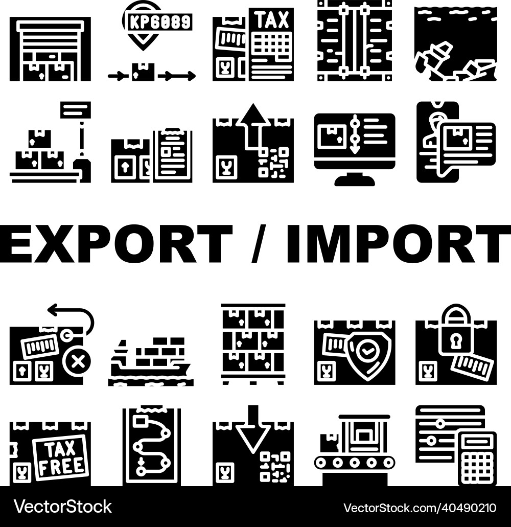 Export and import transportation icons set Export and import transportation icons set vector image