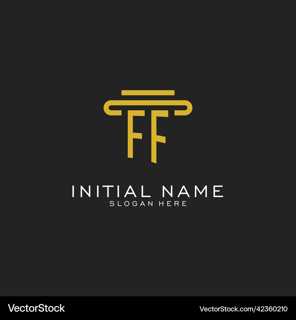 Ff initial logo with simple pillar style design Ff initial logo with simple pillar style design Vector Image