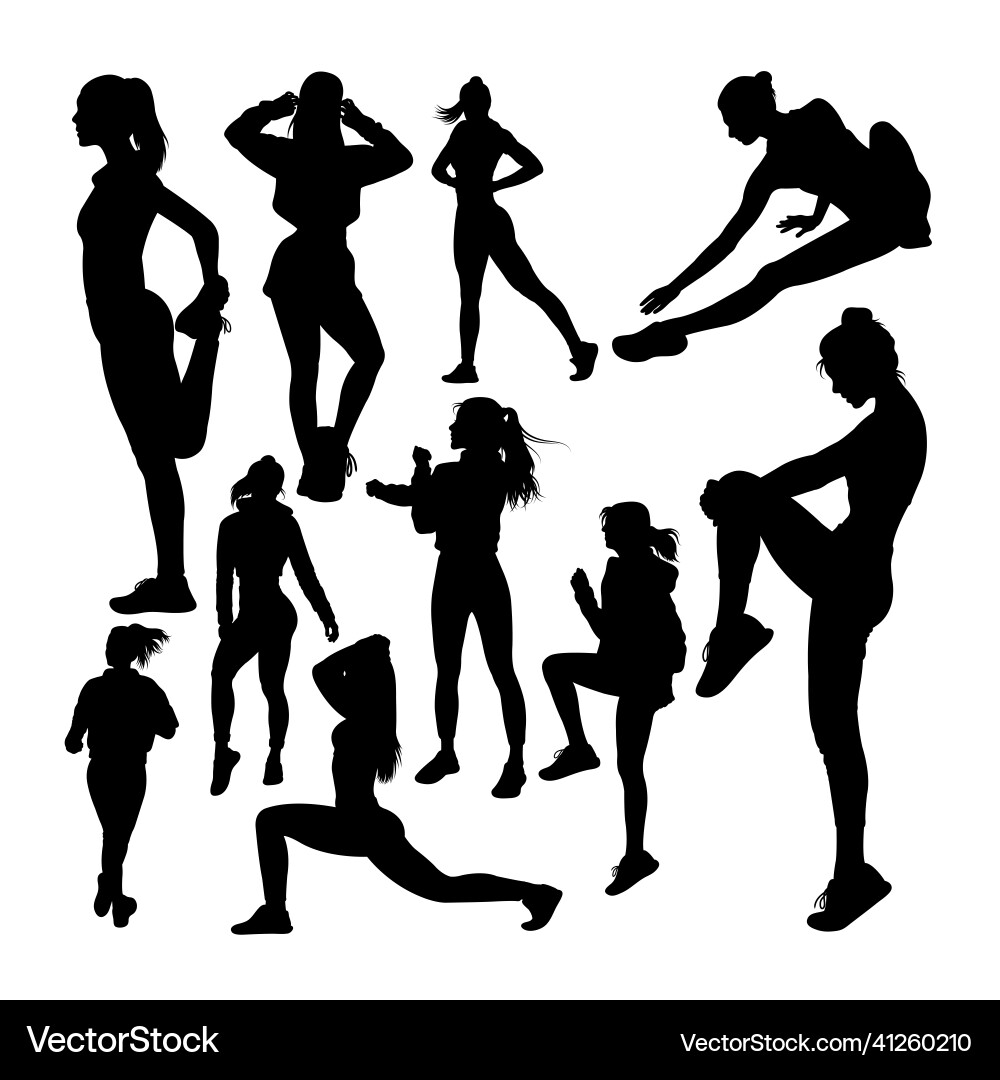 Fitness Silhouettes - Women Workout Vector Image