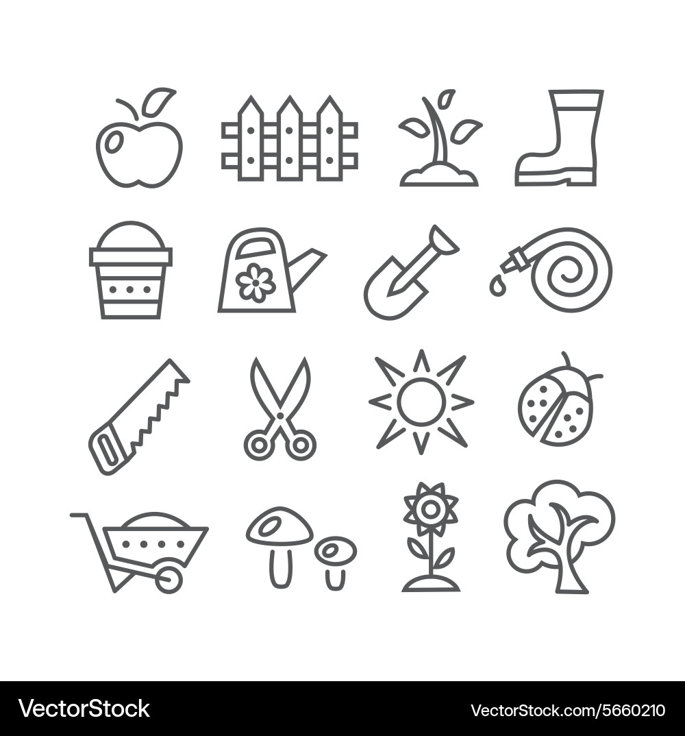 Gardening Line Icons Set Vector Image