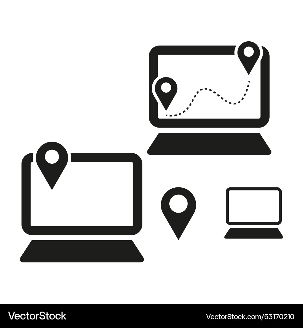 Gps navigation laptops route tracking on screens Vector Image
