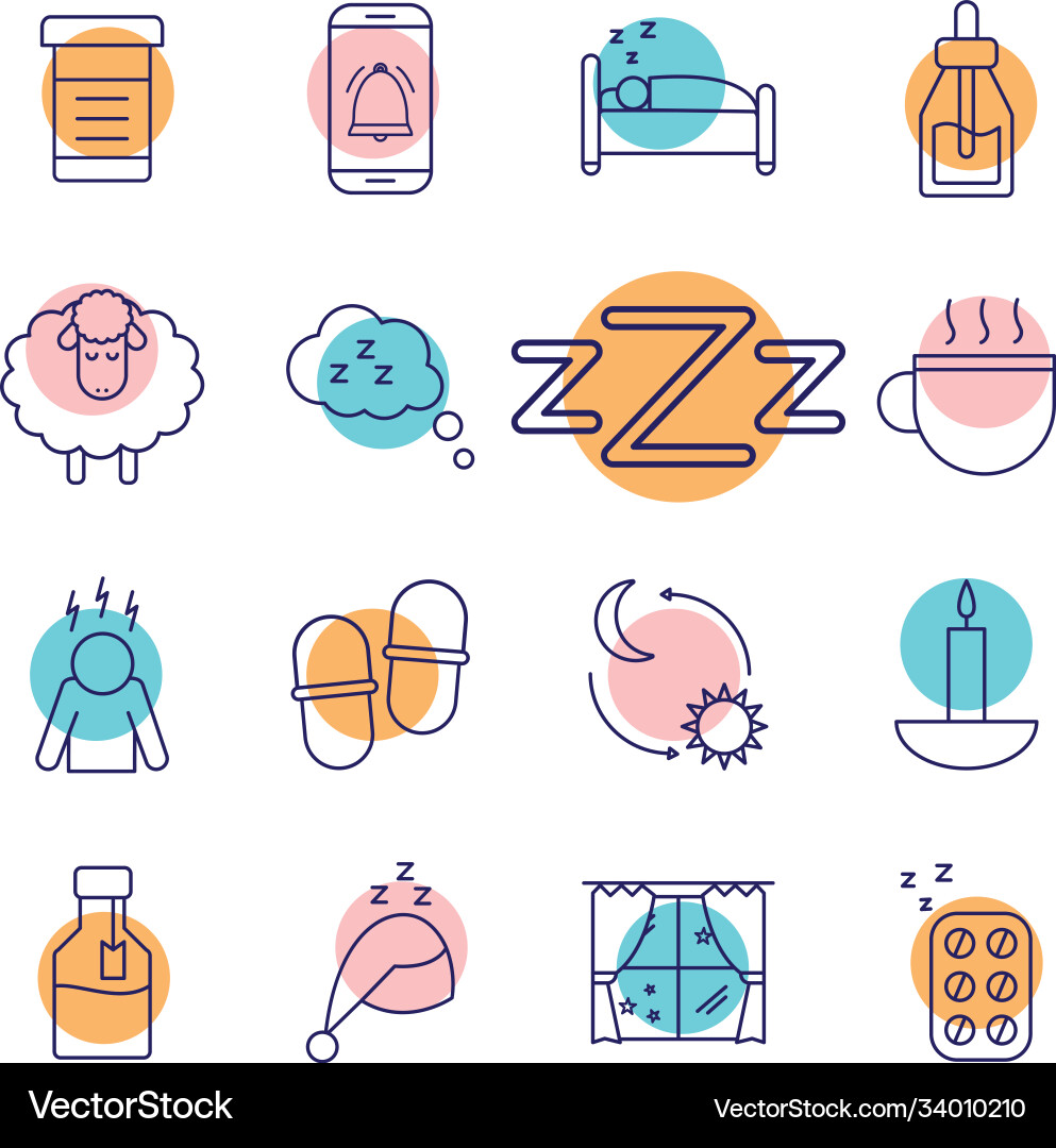 Insomnia line style icons collection design Vector Image