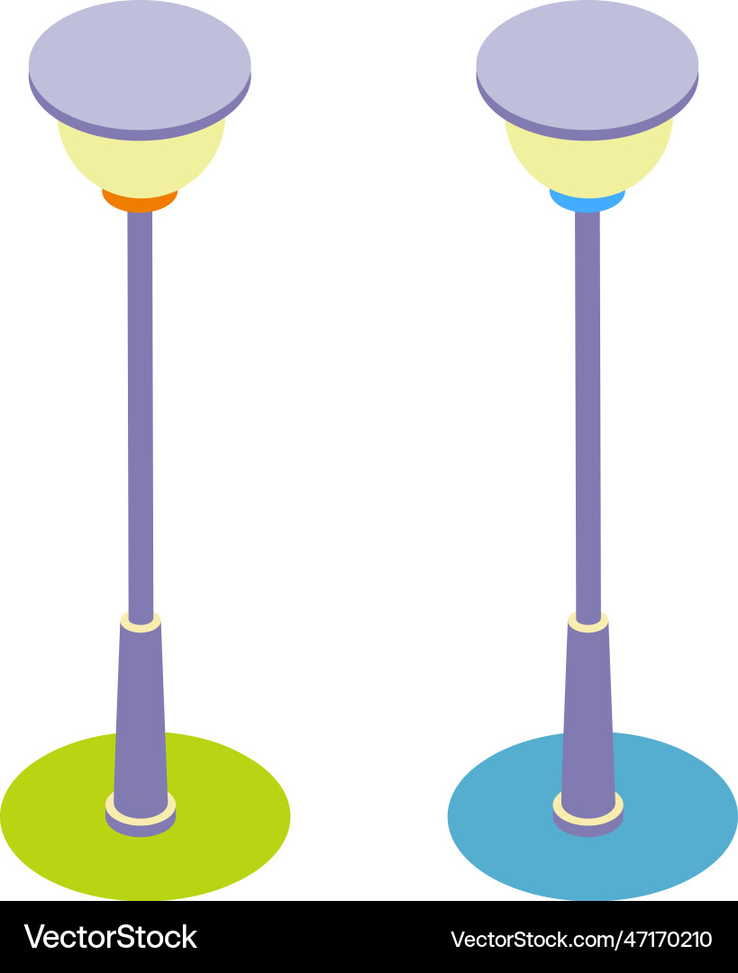 Isometric lamp posts composition Isometric lamp posts composition vector image