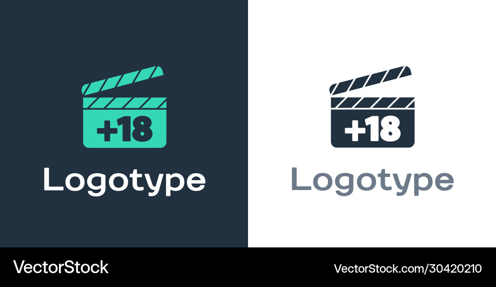 Logotype movie clapper with 18 plus content icon Logotype movie clapper with 18 plus content icon vector image