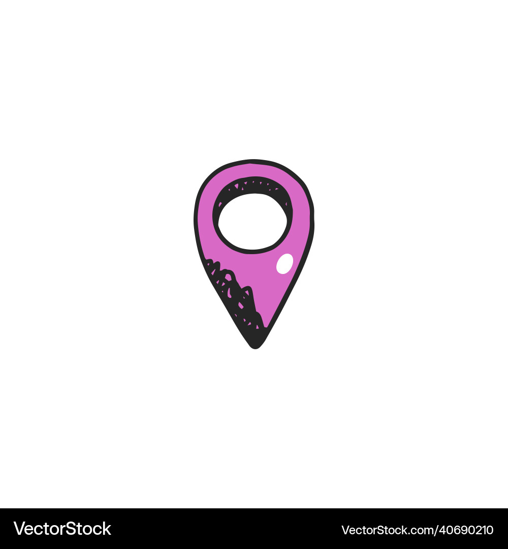 Map pin icon or route pointer mark hand drawn vector image