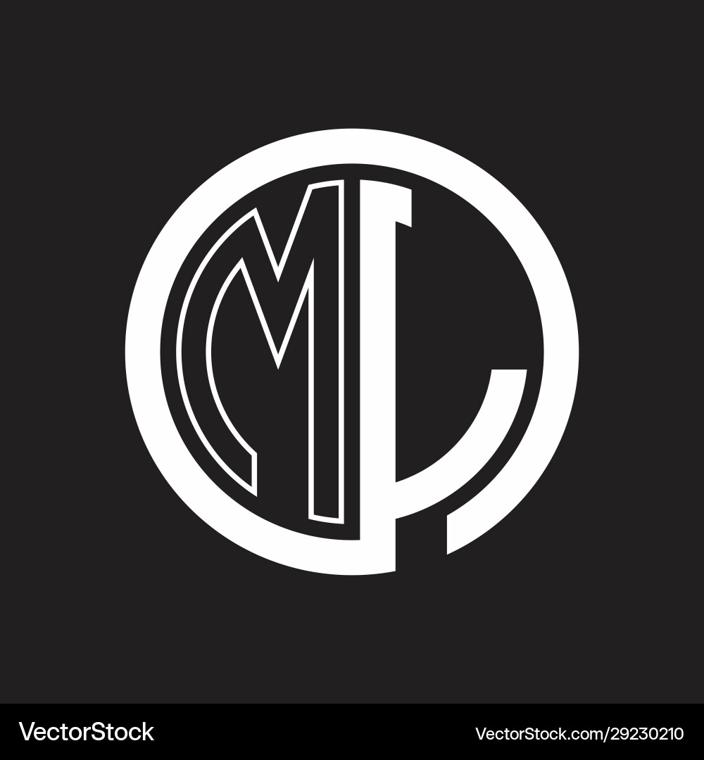 Ml logo with circle rounded negative space design Vector Image