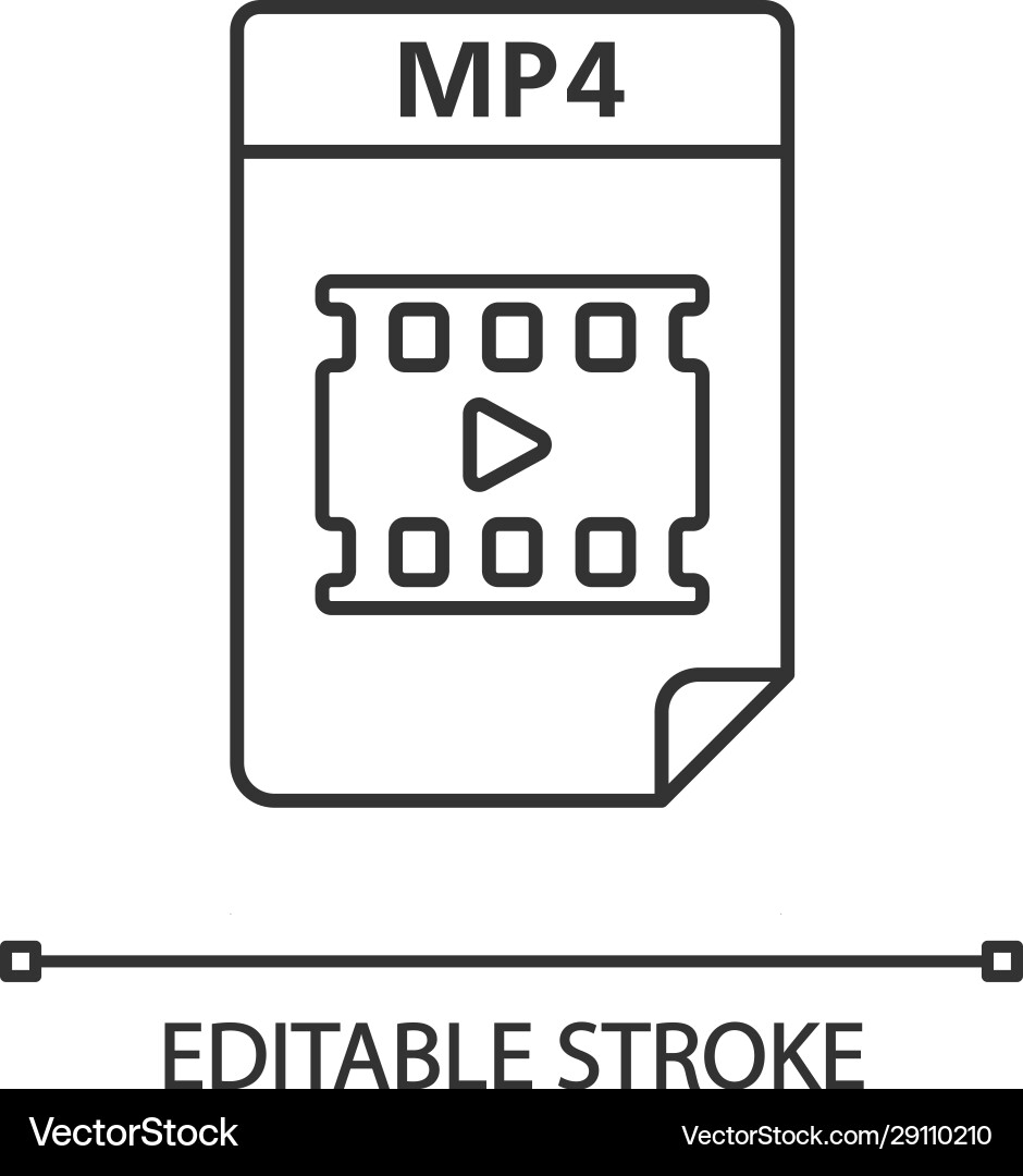 Mp4 file linear icon Vector Image