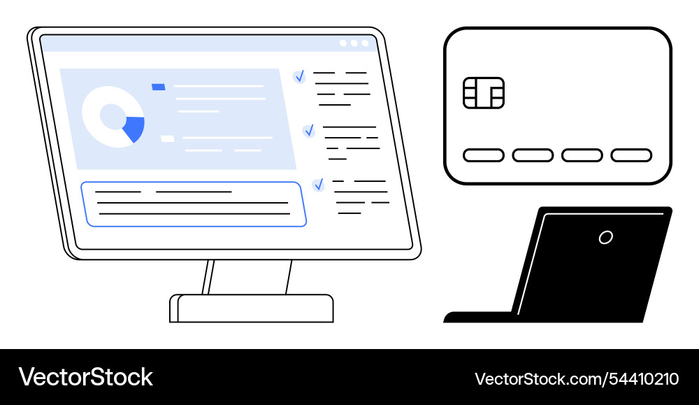 Online banking concept with computer monitor Online banking concept with computer monitor vector image