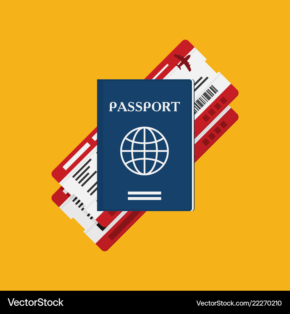 Passport with tickets icon isolated on background Passport with tickets icon isolated on background vector image