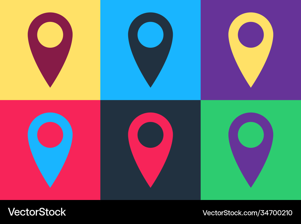 Pop art location icon isolated on color background Pop art location icon isolated on color background vector image