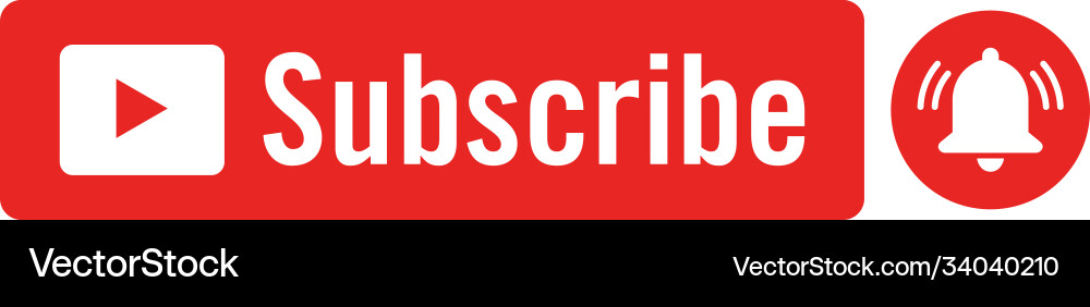 Red subscribe button with notification bell Red subscribe button with notification bell vector image