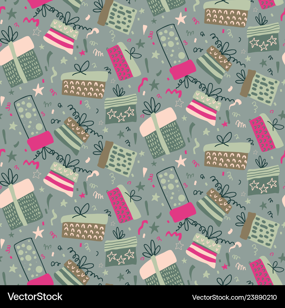 Seamless pattern with fireworks confetti Seamless pattern with fireworks confetti vector image