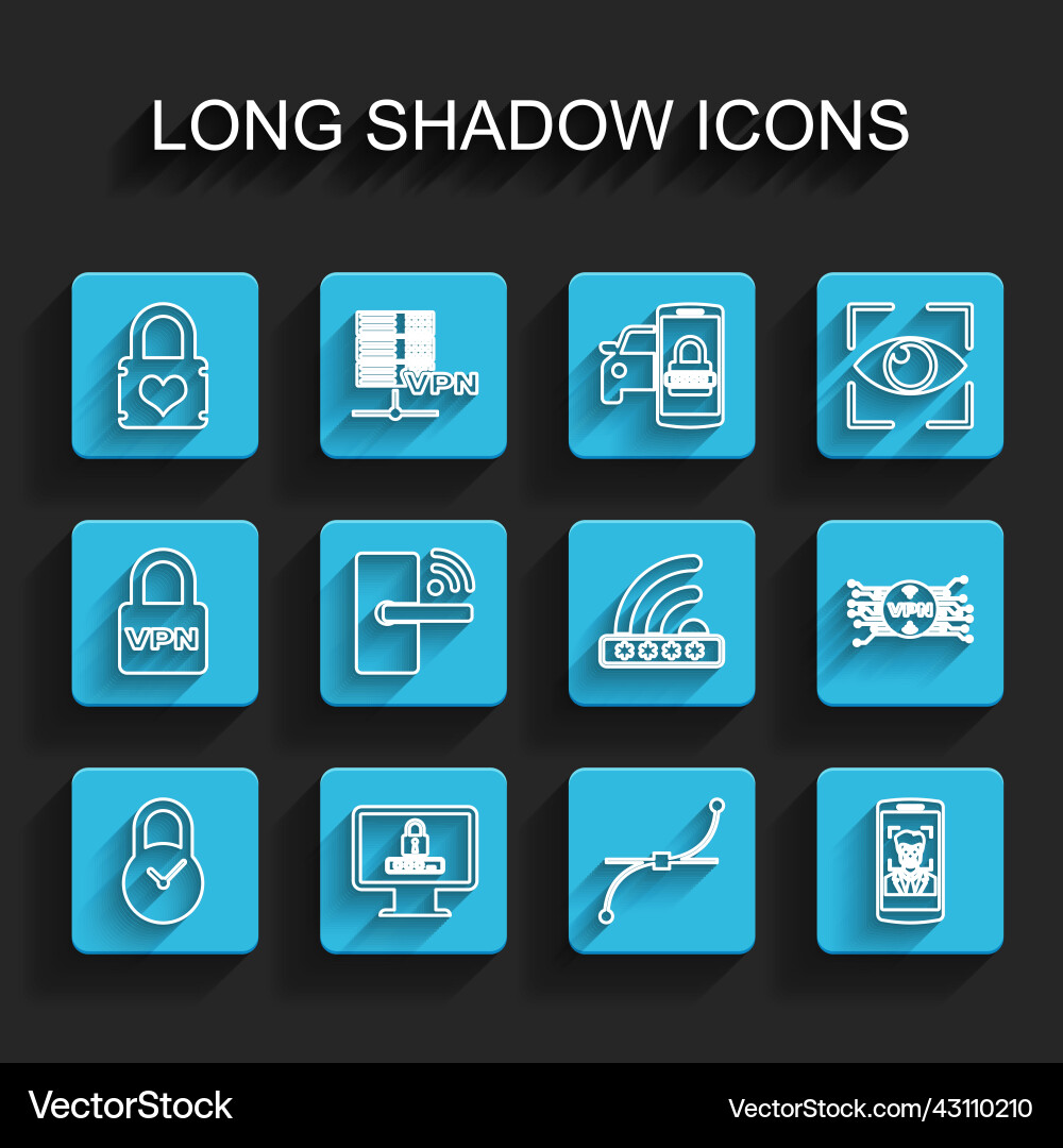 Set line padlock with clock monitor password Set line padlock with clock monitor password vector image