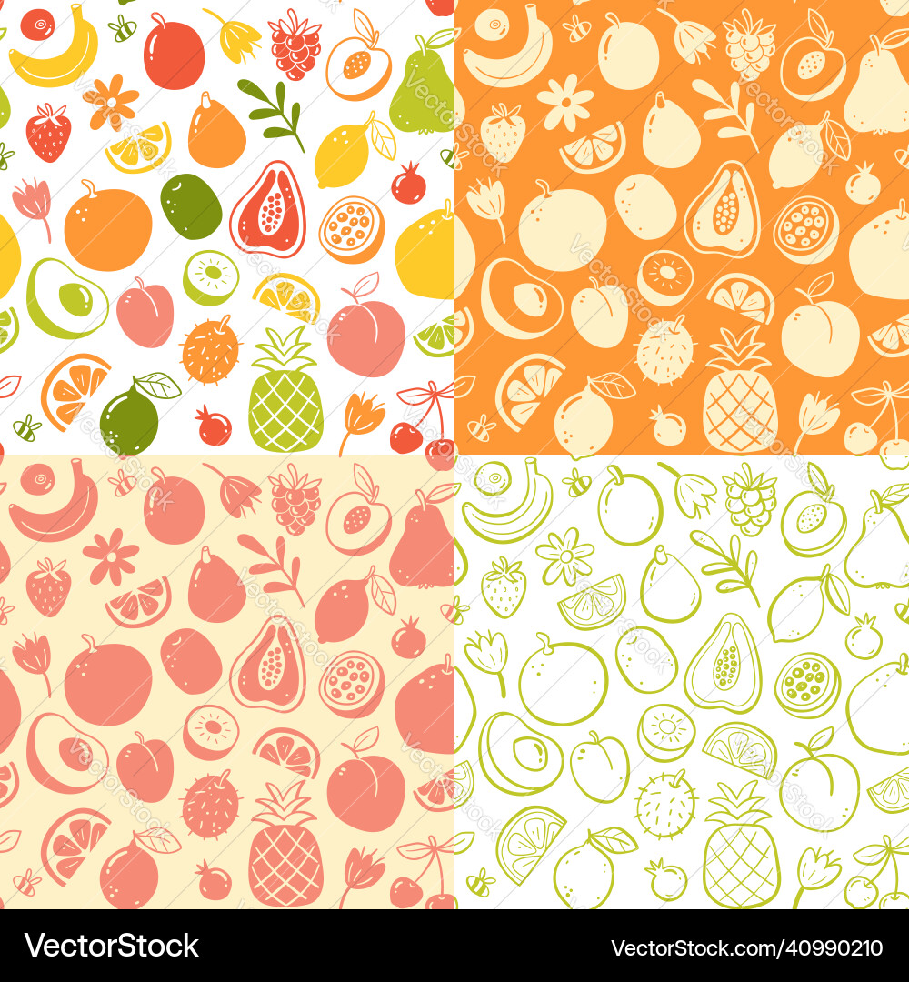 Spring Fruit Pattern Collection Vector Image