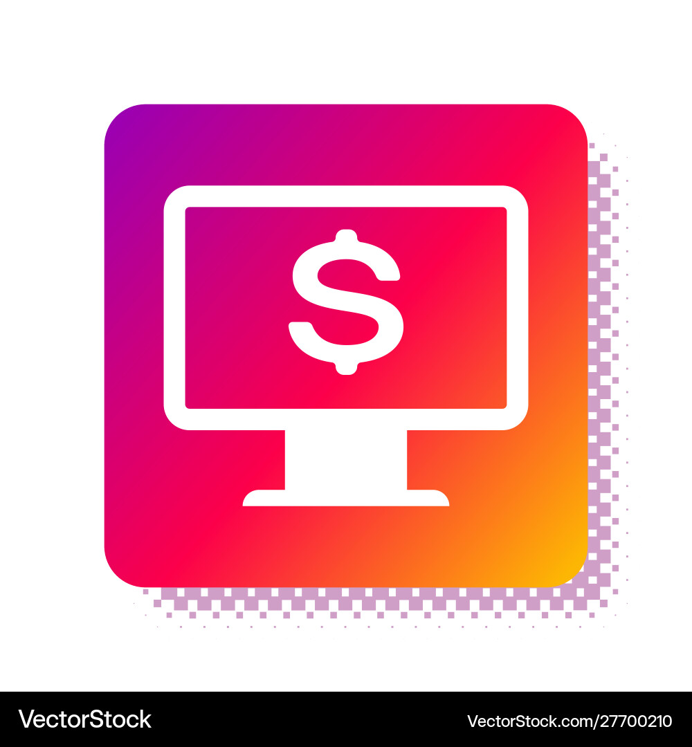 White computer monitor with dollar icon isolated vector image