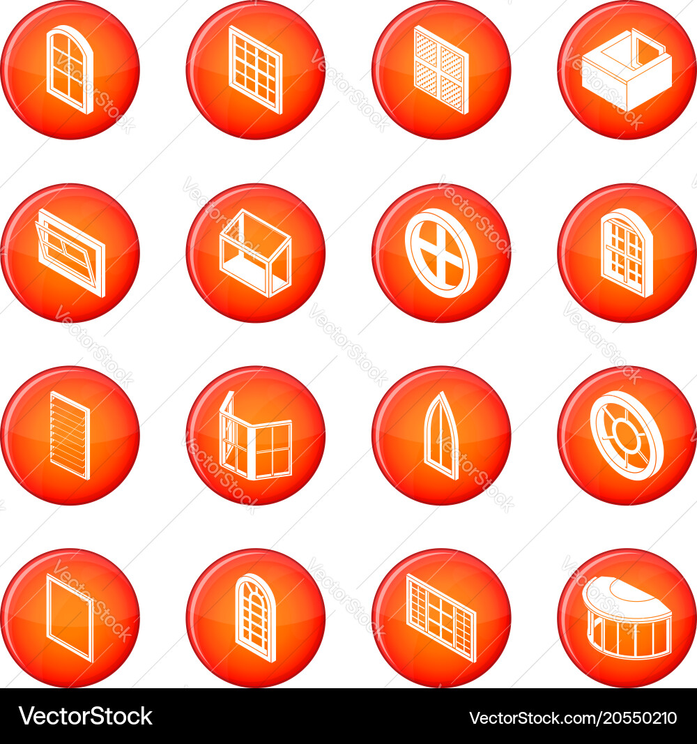 Window forms icons set red vector image