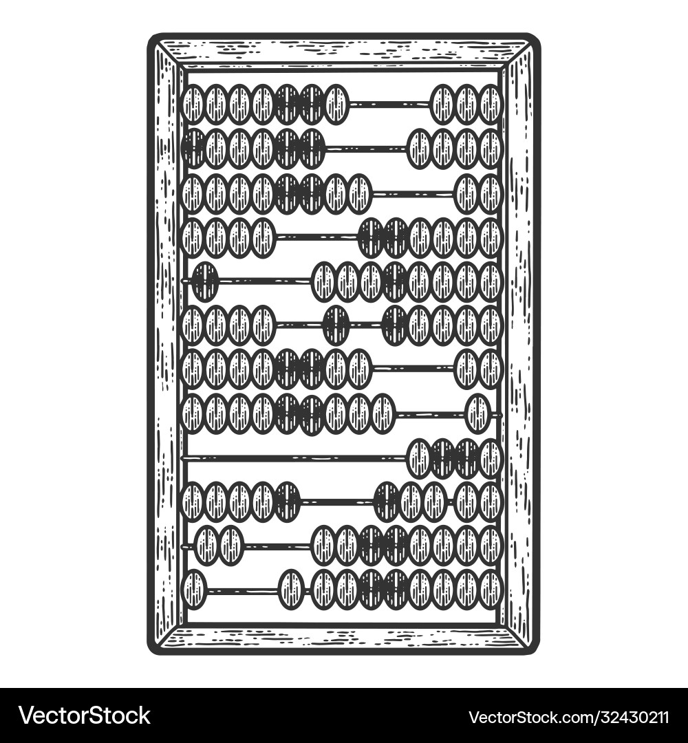Abacus mechanical device sketch scratch board Abacus mechanical device sketch scratch board vector image