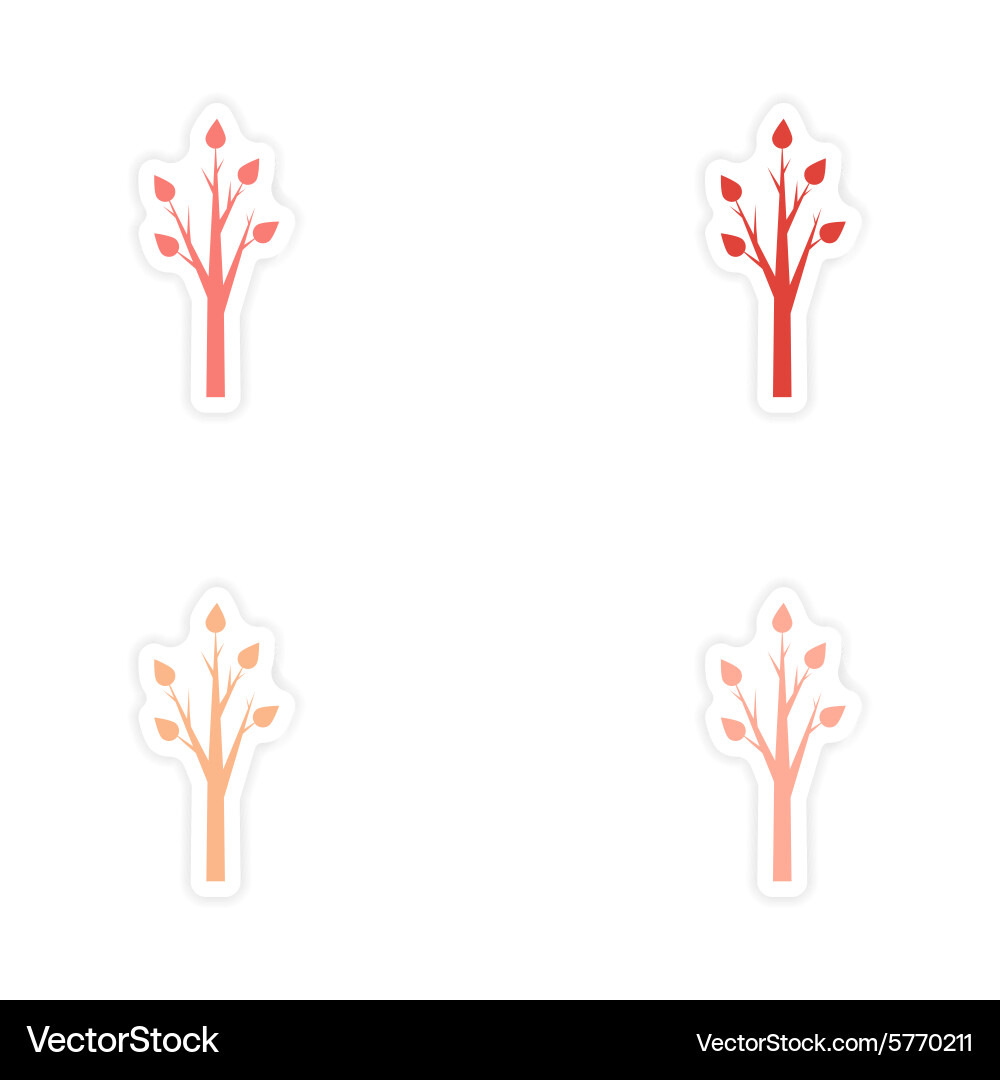 Assembly realistic sticker design on paper tree vector image