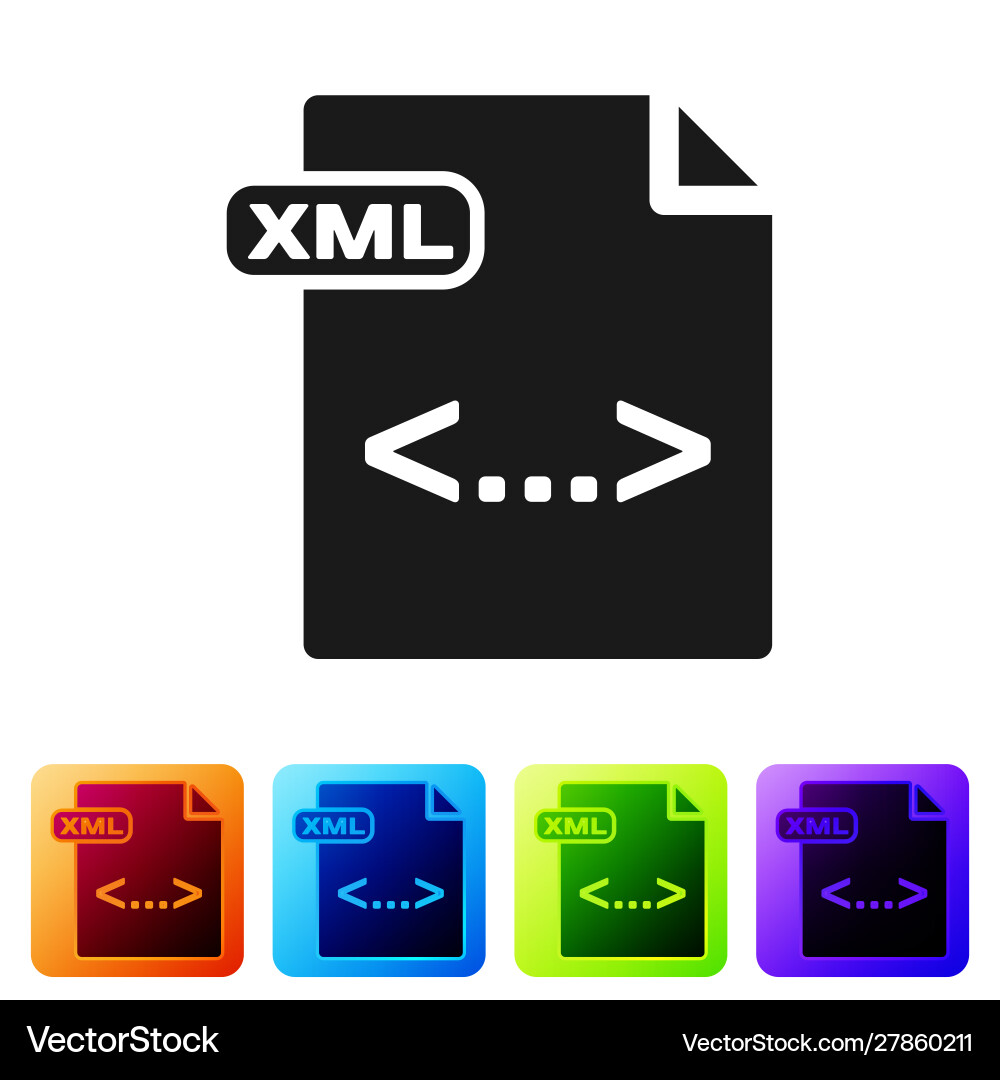 Black xml file document download button icon Black xml file document download button icon vector image