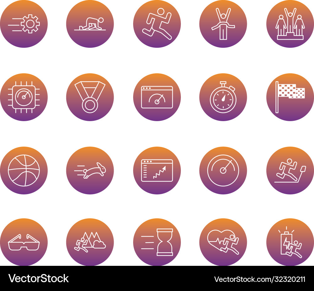 Bundle runners and tracks set icons Bundle runners and tracks set icons vector image
