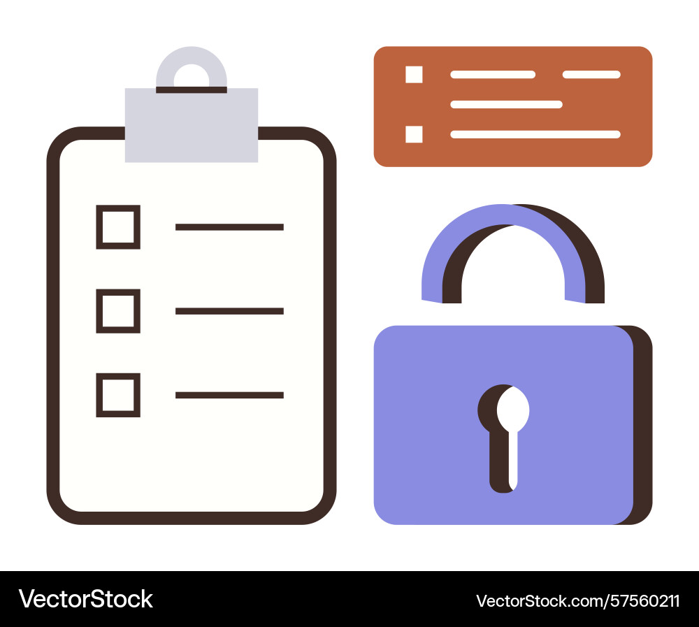 Checklist with clipboard and security lock Checklist with clipboard and security lock vector image