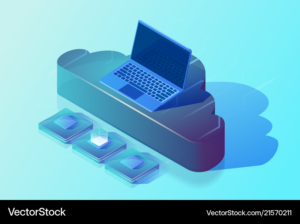 Cloud computing and digital storage isometric Cloud computing and digital storage isometric vector image