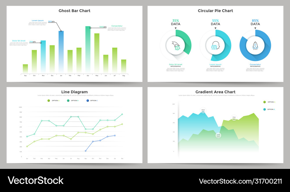 Colorful Chart & Diagram Set vector image