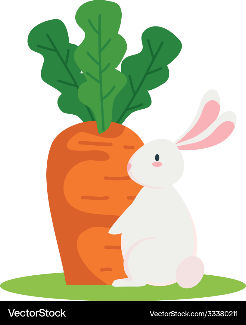 Cute white rabbit cartoon with carrot Royalty Free Vector