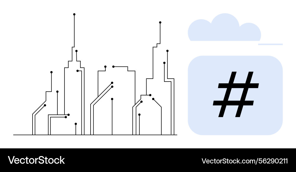 Digital cityscape with network circuits and cloud Digital cityscape with network circuits and cloud vector image
