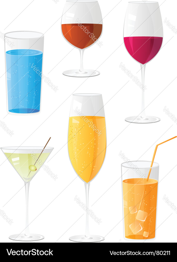Drinks and Ice Cubes Vector Image