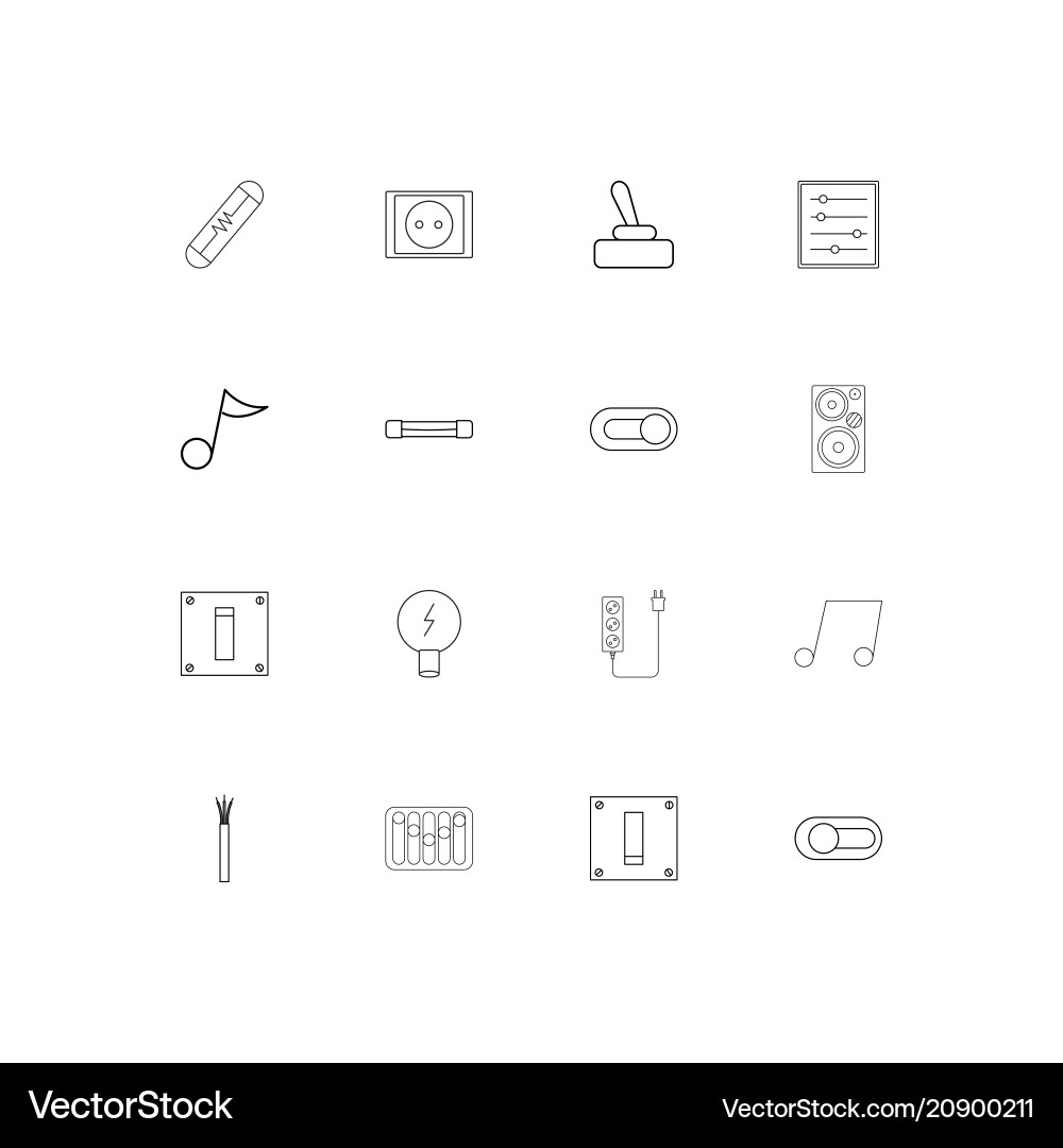 Electrical linear thin icons set outlined simple vector image