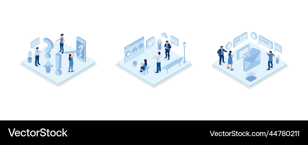Feedback and review set characters giving Vector Image