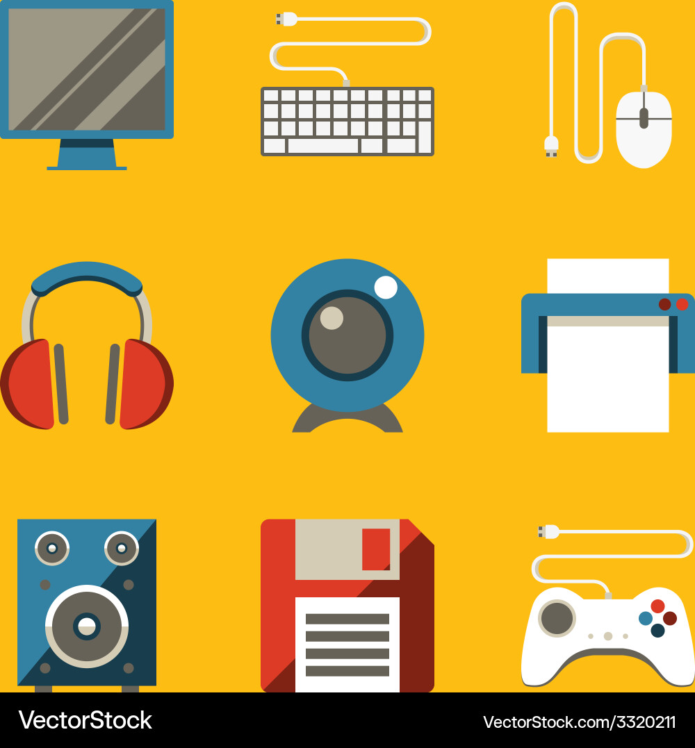 Flat icon set computer vector image