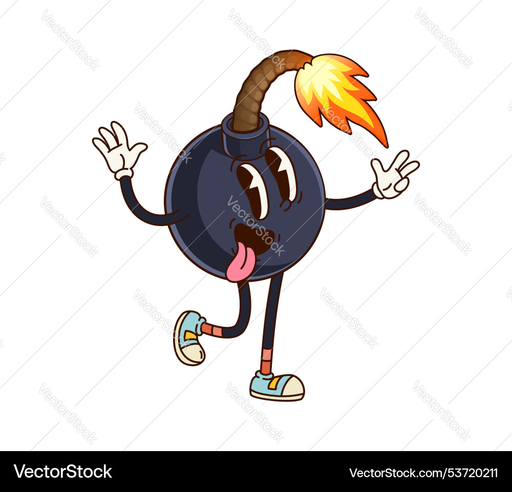 Groovy bomb character explosive weapon Vector Image