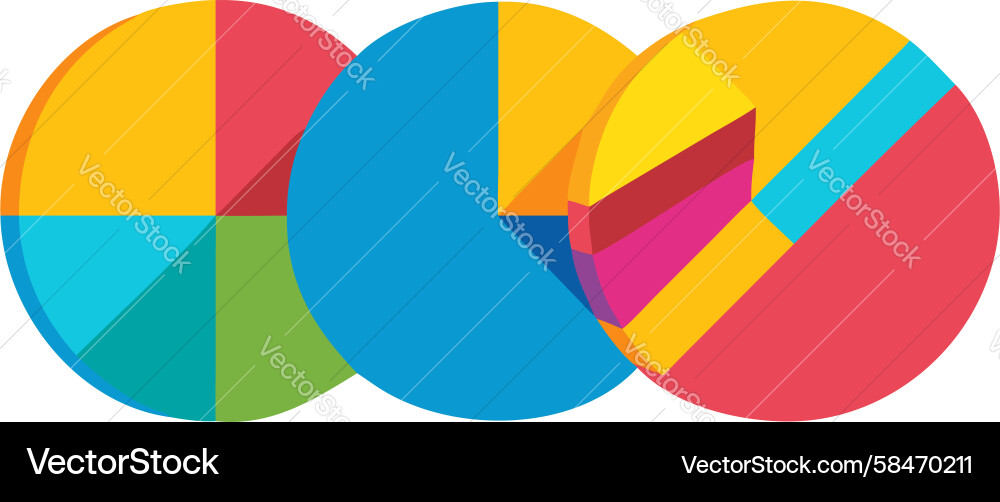 Interlocking Pie Charts – Data Relationships Vector Image