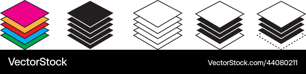 Layer icon layers line icons set tree levels tie Vector Image