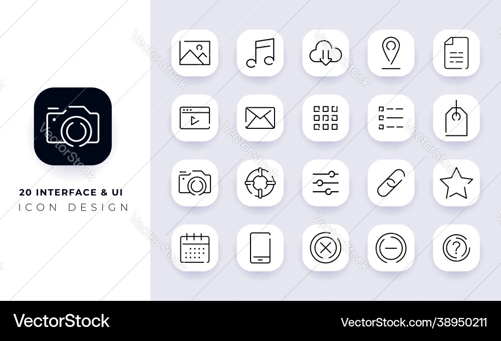 Line art incomplete interface ui icon pack Vector Image