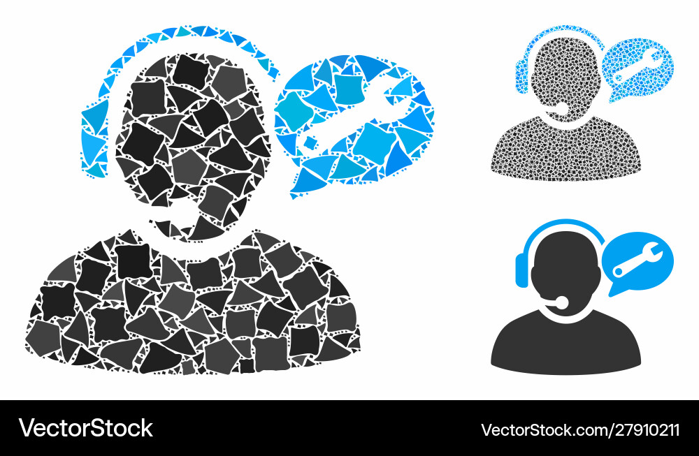 Operator service message mosaic icon irregular Operator service message mosaic icon irregular Vector Image