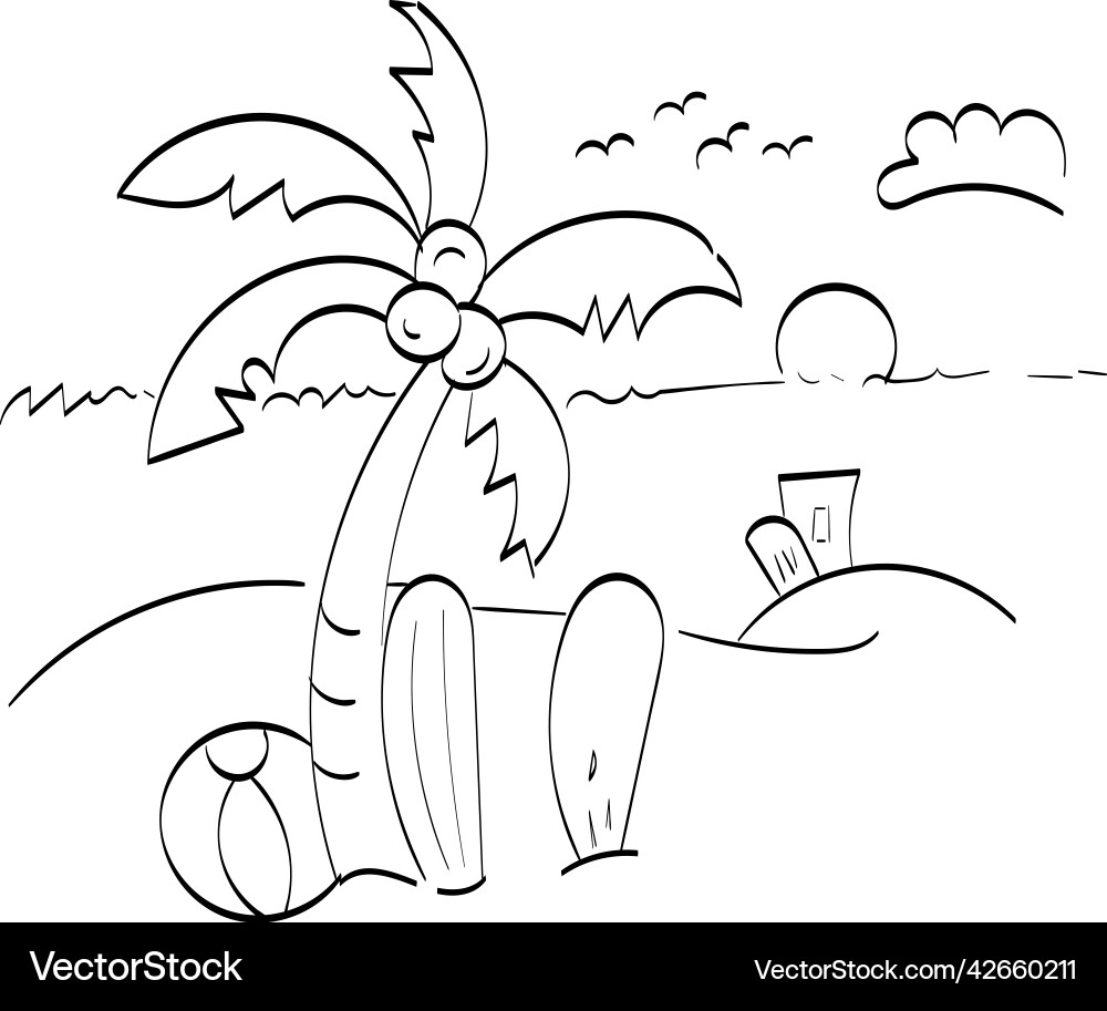 Palm tree line drawing for print Palm tree line drawing for print vector image