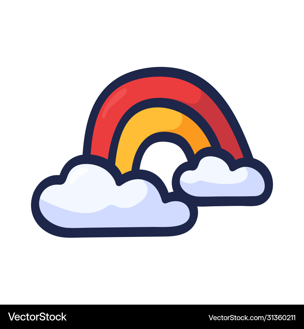 Rainbow and clouds on a white background object Rainbow and clouds on a white background object vector image