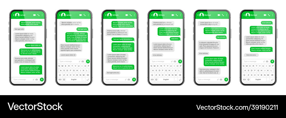 Realistic smartphone with messaging app sms text Realistic smartphone with messaging app sms text vector image